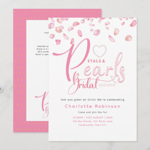 PETALS EN PARELS Roze Glam Chic Vrijgezellenfeest Kaart
