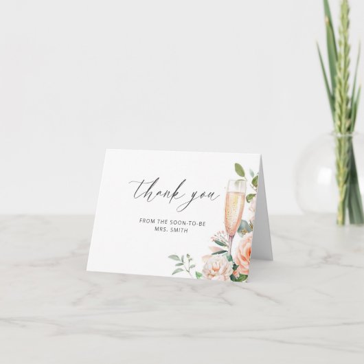 Petals en Prosecco bedankt Kaart (Voorkant)