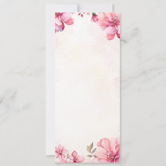 Petals en Prosecco Bloemen Bruiloft Douche Menu Kaart (Achterkant)