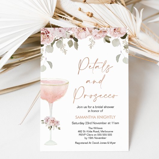Petals en Prosecco Blush Floral Vrijgezellenfeest  Kaart