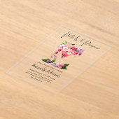 Petals en Prosecco Blush Pink Floral Vrijgezellenf Acryl Uitnodigingen (Laagn)