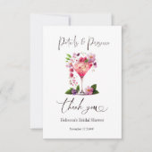 Petals en Prosecco Blush Pink Floral Vrijgezellenf Bedankkaart (Voorkant)