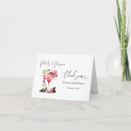 Petals en Prosecco Blush Pink Floral Vrijgezellenf Bedankkaart