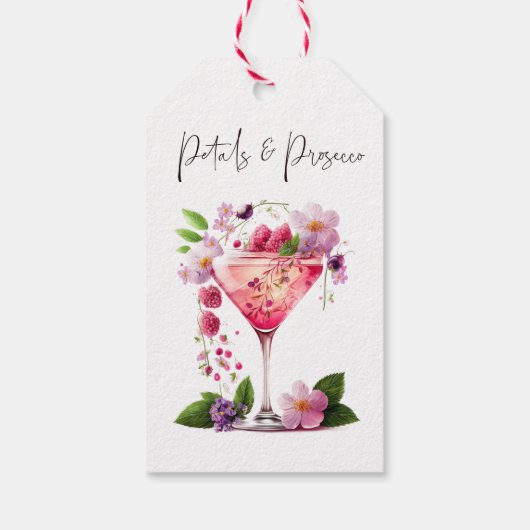 Petals en Prosecco Blush Pink Floral Vrijgezellenf Cadeaulabel (Achterkant)