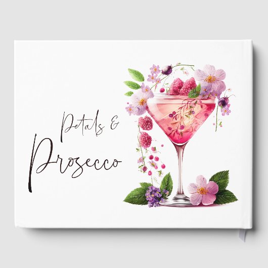 Petals en Prosecco Blush Pink Floral Vrijgezellenf Gastenboek (Achterkant)