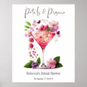 Petals en Prosecco Blush Pink Floral Vrijgezellenf Poster (Voorkant)