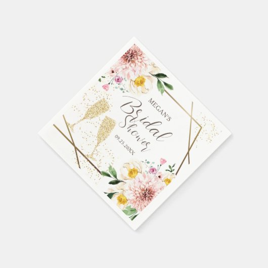 Petals en Prosecco Blush Pink Floral Vrijgezellenf Servet (Hoek)