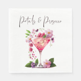 Petals en Prosecco Blush Pink Floral Vrijgezellenf Servet