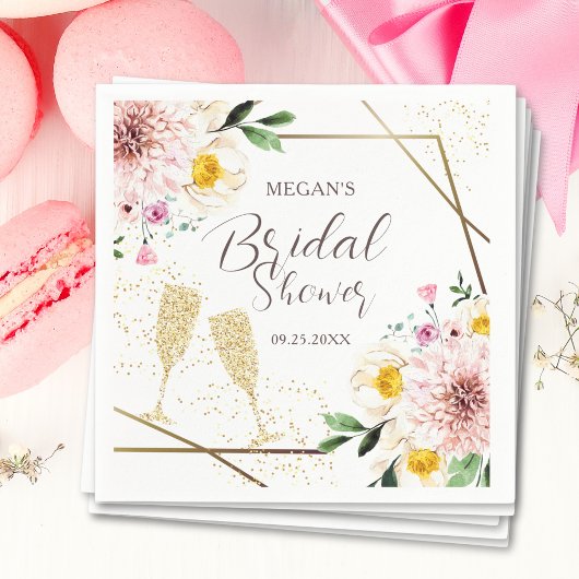 Petals en Prosecco Blush Pink Floral Vrijgezellenf Servet