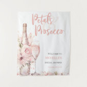 Petals en Prosecco Blush Pink Floral Vrijgezellenf Wandkleed (Voorkant)
