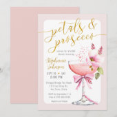 Petals en Prosecco Blush Roze Bloem Douche Kaart (Voorkant / Achterkant)