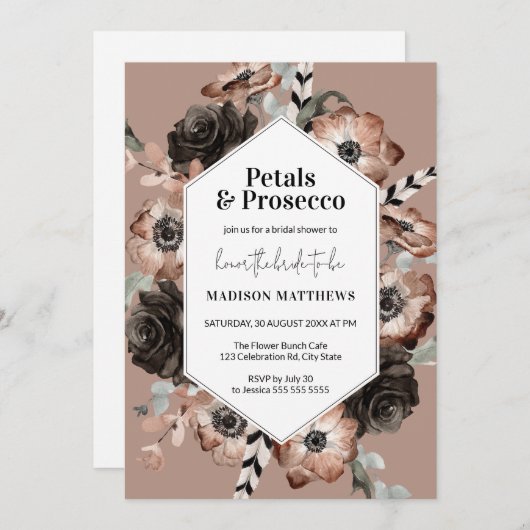 Petals en Prosecco Boho Blush Pink Vrijgezellenfee Kaart (Voorkant / Achterkant)