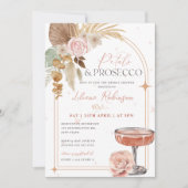 Petals en Prosecco Boho Bridal Shower Uitnodiging (Voorkant)