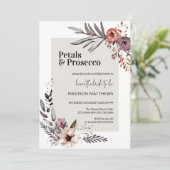 Petals en Prosecco Boho Floral Vrijgezellenfeest Kaart (Staand voorkant)