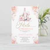 Petals en Prosecco Bridal Shower uitnodiging (Staand voorkant)