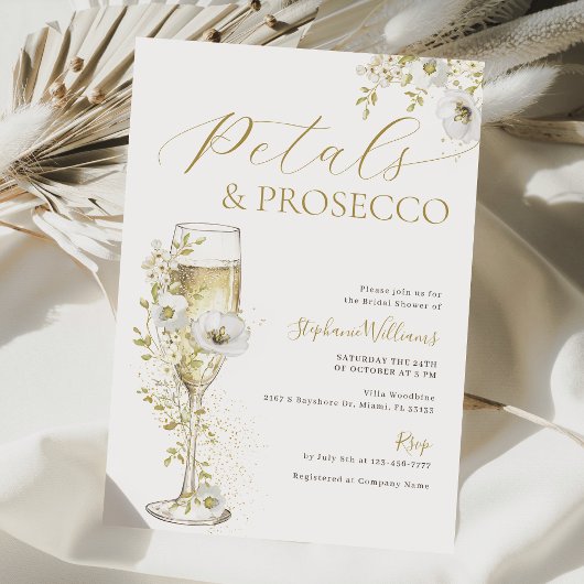 Petals en Prosecco Bridal Shower Uitnodiging