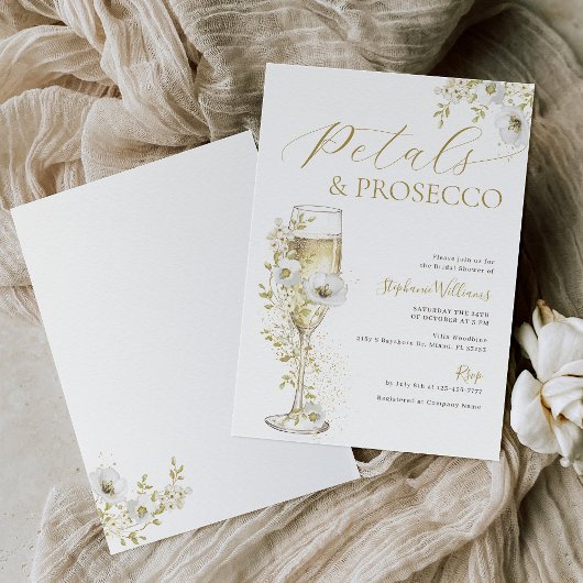 Petals en Prosecco Bridal Shower Uitnodiging