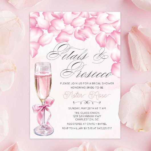 Petals en Prosecco Bridal Shower Uitnodiging
