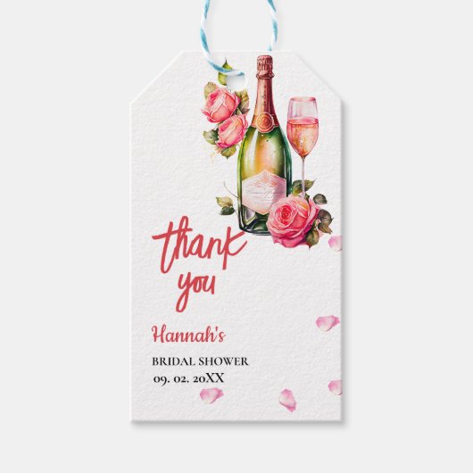 Petals En Prosecco Bruidsfeest Dank je Cadeaulabel (Voorkant)