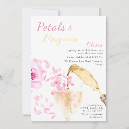 Petals en Prosecco Bruiloft Vrijgezellenfeest Kaart (Voorkant)