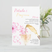 Petals en Prosecco Bruiloft Vrijgezellenfeest Kaart (Staand voorkant)