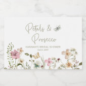 Petals en Prosecco Bruiloft Vrijgezellenfeest Sparkling Wijnetiket (Enkel label)