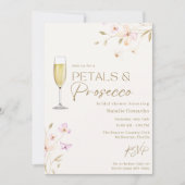 Petals en Prosecco Elegant Vrijgezellenfeest Party Kaart (Voorkant)