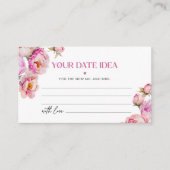Petals en prosecco felroze Date nacht ideeën Informatiekaartje (Voorkant)