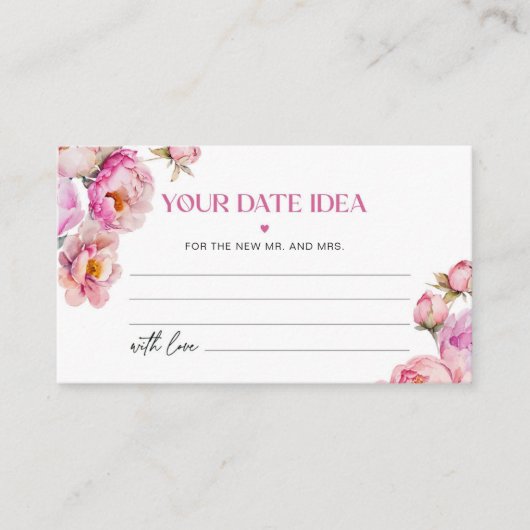 Petals en prosecco felroze Date nacht ideeën Informatiekaartje (Voorkant)