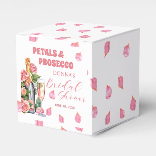Petals en Prosecco Fles en Rozen Vrijgezellenfeest Bedankdoosjes (Voorkant Zijde)