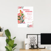 Petals en Prosecco Fles en Rozen Vrijgezellenfeest Poster (Thuiskantoor)