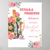 Petals en Prosecco Fles en Rozen Vrijgezellenfeest Poster (Voorkant)