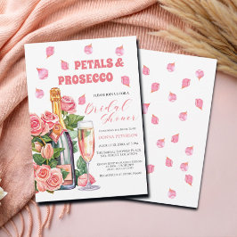 Petals en Prosecco Fles Rozen Vrijgezellenfeest Kaart