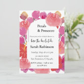 Petals en Prosecco Floral Summer Vrijgezellenfeest Kaart (Staand voorkant)