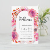 Petals en Prosecco Floral Summer Vrijgezellenfeest Kaart (Staand voorkant)