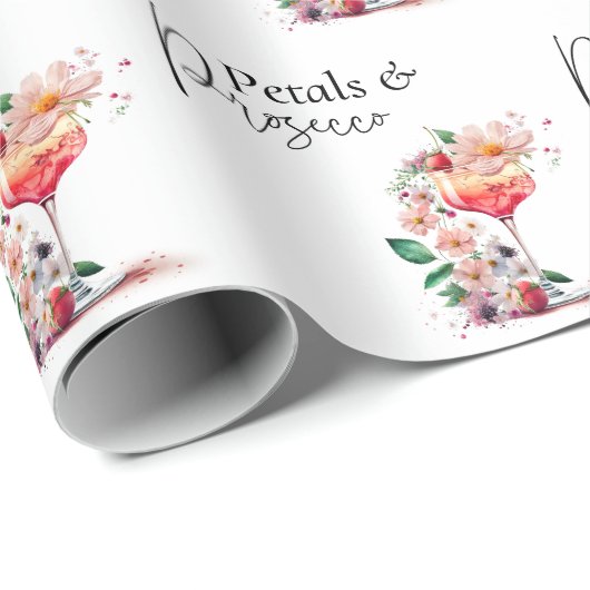 Petals en Prosecco Floral Vrijgezellenfeest Brunch Cadeaupapier (Rol Hoek)