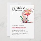 Petals en Prosecco Floral Vrijgezellenfeest Brunch Kaart (Voorkant)