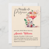 Petals en Prosecco Floral Vrijgezellenfeest Brunch Kaart (Voorkant)