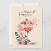 Petals en Prosecco Floral Vrijgezellenfeest Brunch Kaart (Achterkant)