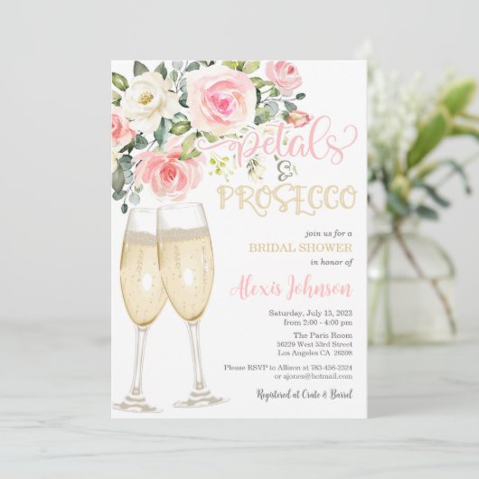 Petals en Prosecco Kaart (Staand voorkant)