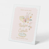 Petals en Prosecco Laat uw receptenkaart achter Reclamebord Met Voetstuk (Voorkant)