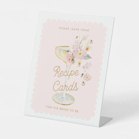 Petals en Prosecco Laat uw receptenkaart achter Reclamebord Met Voetstuk (Voorkant)