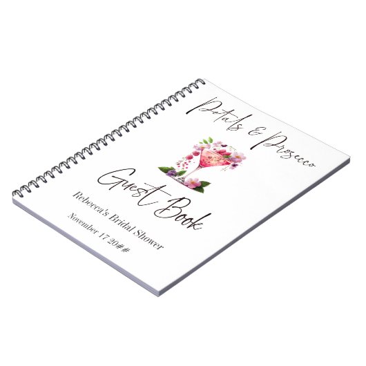 Petals en Prosecco Pink Floral Vrijgezellenfeest G Notitieboek (Linkerzijde)
