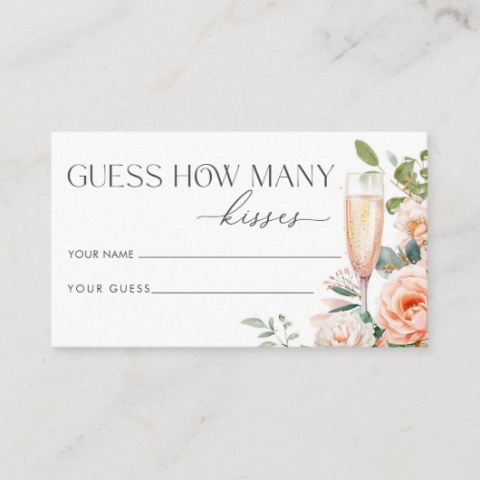 Petals en prosecco raden hoeveel kussen informatiekaartje (Voorkant)