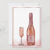 Petals en Prosecco Roos Gold Modern Vrijgezellenfe Kaart (Achterkant)