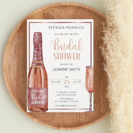 Petals en Prosecco Roos Gold Modern Vrijgezellenfe Kaart