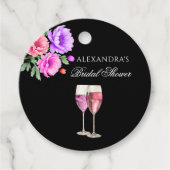 Petals en Prosecco Roze Vrijgezellenfeest Dank u Bedankjes Labels (Voorkant)