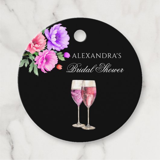 Petals en Prosecco Roze Vrijgezellenfeest Dank u Bedankjes Labels (Voorkant)