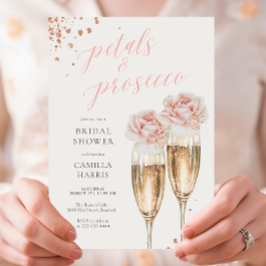 Petals en Prosecco Script Blush Vrijgezellenfeest Kaart