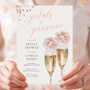 Petals en Prosecco Script Blush Vrijgezellenfeest Kaart